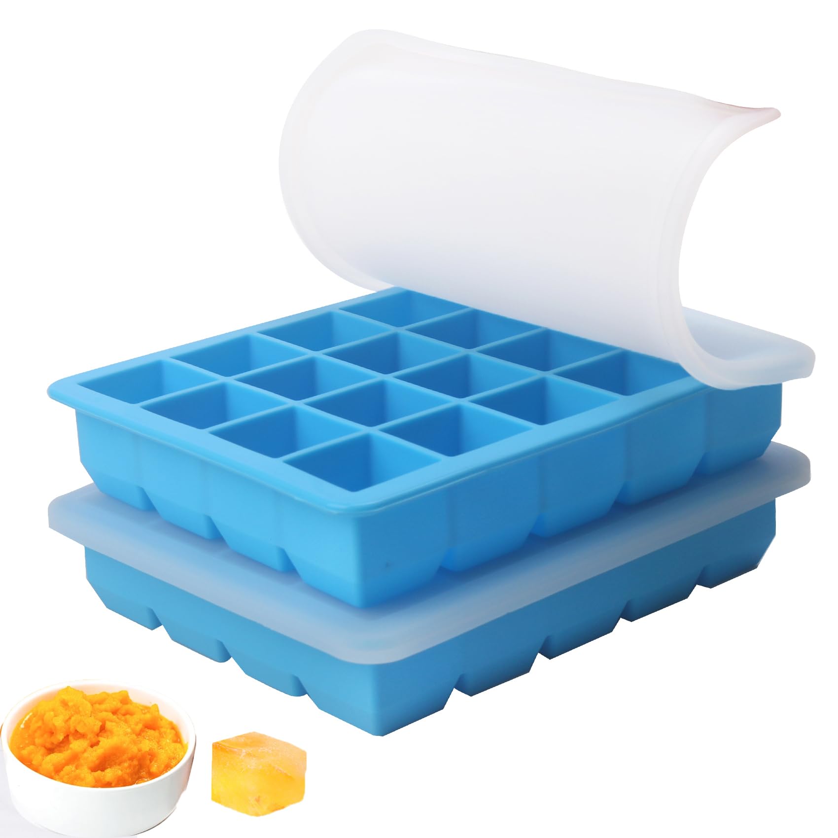 Photo 1 of 1 Tbsp Silicone Freezer Molds - Perfect for Storing Garlic, Ginger, Pesto, Herbs,Tomato Paste, Lemon Juice,Vegetable Purees,Purees and More - Silicone Food Freezer Tray (2 Pack Blue)