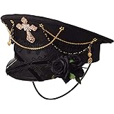 GRACEART Unisex Steampunk Hats Gothic Military Captain Hat Lolita Caps Burning Man Hat