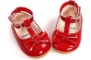 QWZban Baby Shoes Mary Jane Flats Non Slip Soft Sole Infant Toddler Sneakers First Walkers Party Christmas Dress Shoes