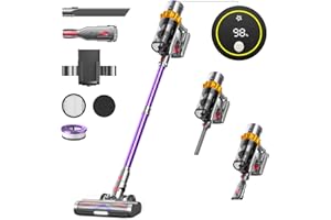 IIRIOS Cordless Vacuum Cleaner, 550W/45Kpa Vacuum Cleaners for Home with LED Screen, Up to 60 Mins Runtime, Noise Reduction Tech, 1.6L Dust Cup, Anti-Tangle Stick Vacuum for Pet Hair Carpet and Hardfloor