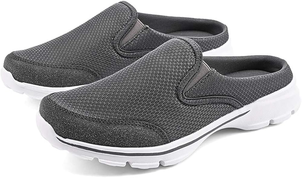  | MizHome Men's Open Back Sneaker Clogs Knit Mules Shoes Lightweight Breathable Slippers | Mules & Clogs