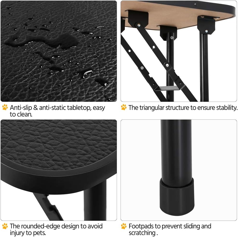 Yaheetech 32-inch Foldable Pet Dog Grooming Table with Adjustable Height Arm Drying Table for Home w/ Noose for Small Dogs Cats Non-Slip Maximum Capacity Up to 220lbs Black: Home Improvement
