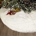 yosager 48 Inch Christmas Tree Skirt Faux Fur Tree Mat for Christmas Holiday Party Decoration, White