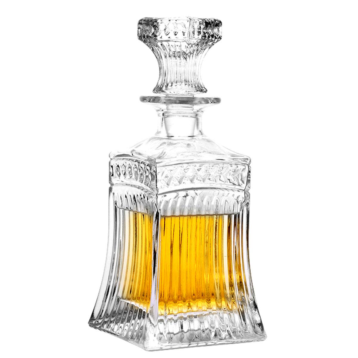 Glass Decanter with Airtight Geometric Stopper - Whiskey Decanter for Wine, Bourbon, Brandy, Liquor, Juice, Water, Mouthwash. Italian Lead-Free Glass (16.9 oz/500ml)