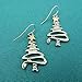 Cute Christmas Tree Piercing Dangle Earrings Golden Silver Two Tone Women Holiday Gift
