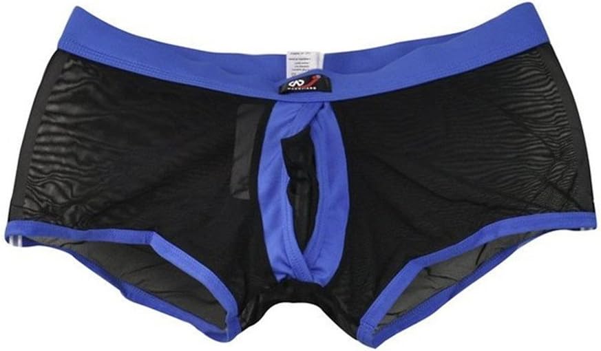KUPOO Sexy Men Underwear See-Through Mesh With Pouch Low Waist Boxer Briefs