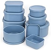 8PCS Silicone Food Storage Containers with Lids,10oz to 51oz,Reusable Leakproof Nesting & Stackable Bento Lunch Box,Microwave Freezer Dishwasher Oven Safe Meal Prep Containers,BPA Free, Slate Blue
