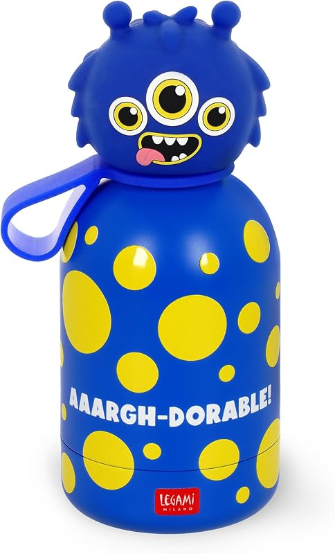 - Botella de agua para niños Hot&Cold BFF, Monster, doble capa de acero inoxidable 18/8 con cierre hermético, se mantiene caliente durante 12 h y fría durante 24 h, capacidad 310 ml