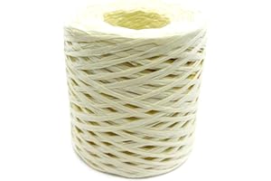 SILLLULE Raffia Paper Craft Ribbon,1/4 Inch 656 Feet Raffia Twine String for Gifts Wrapping,Raffia Ribbon Raffia Paper Rope for Craft Weaving Hats Bags Knitted Crochet DIY Craft Projects,Beige