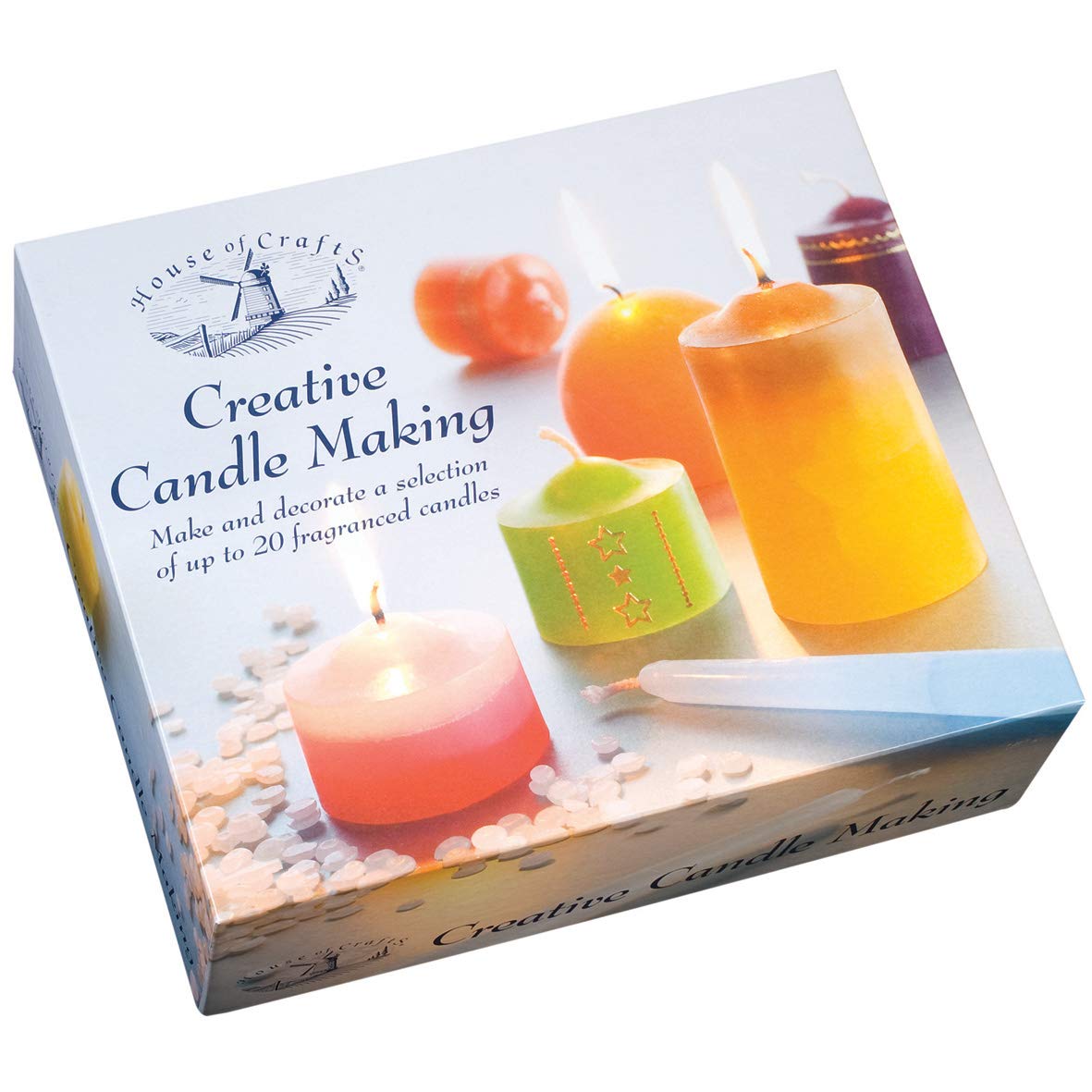 House Of Crafts Creative Candle Making, Single Craft Kit Set, Multicoloured, Includes Wax Pellets, Moulds (Taper, Pillar, Sphere), Dyes, Fragrance, Pipette, Peel-off Motifs, Wicks, Wick Rods, Sealer
