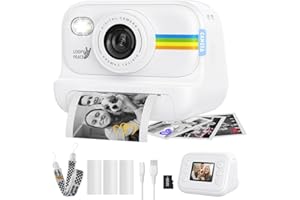 ORANTRONX Instant Print Camera for Kids, Birthday Gifts for Girls and Boys Ages 3-12 - 1080P Video Camera for Kids, Gift Ideas for Boys Ages 3 4 5 6 7 8 9 10 11 12 - Girls' Gifts for Christmas/Holidays - White