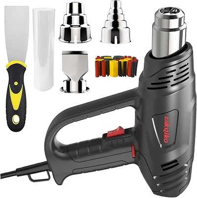 TAKGIKO 2000W Heat Gun Dual Temp 50–650°C with 6 Attachments Overload Protection