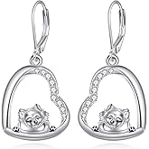 AXOMY Pomeranian Gifts 925 Sterling Silver Heart Pomeranian Earrings Dangle Drop Dog Jewelry Gifts for Women
