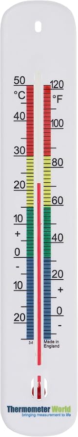Thermometer World 215mm Colour Coded Room Thermometer UK Made view 1