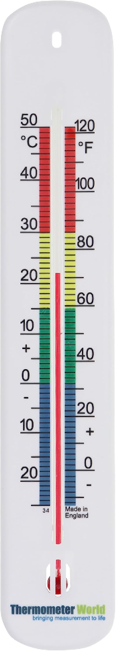 Thermometer World 215mm Colour Coded Room Thermometer UK Made