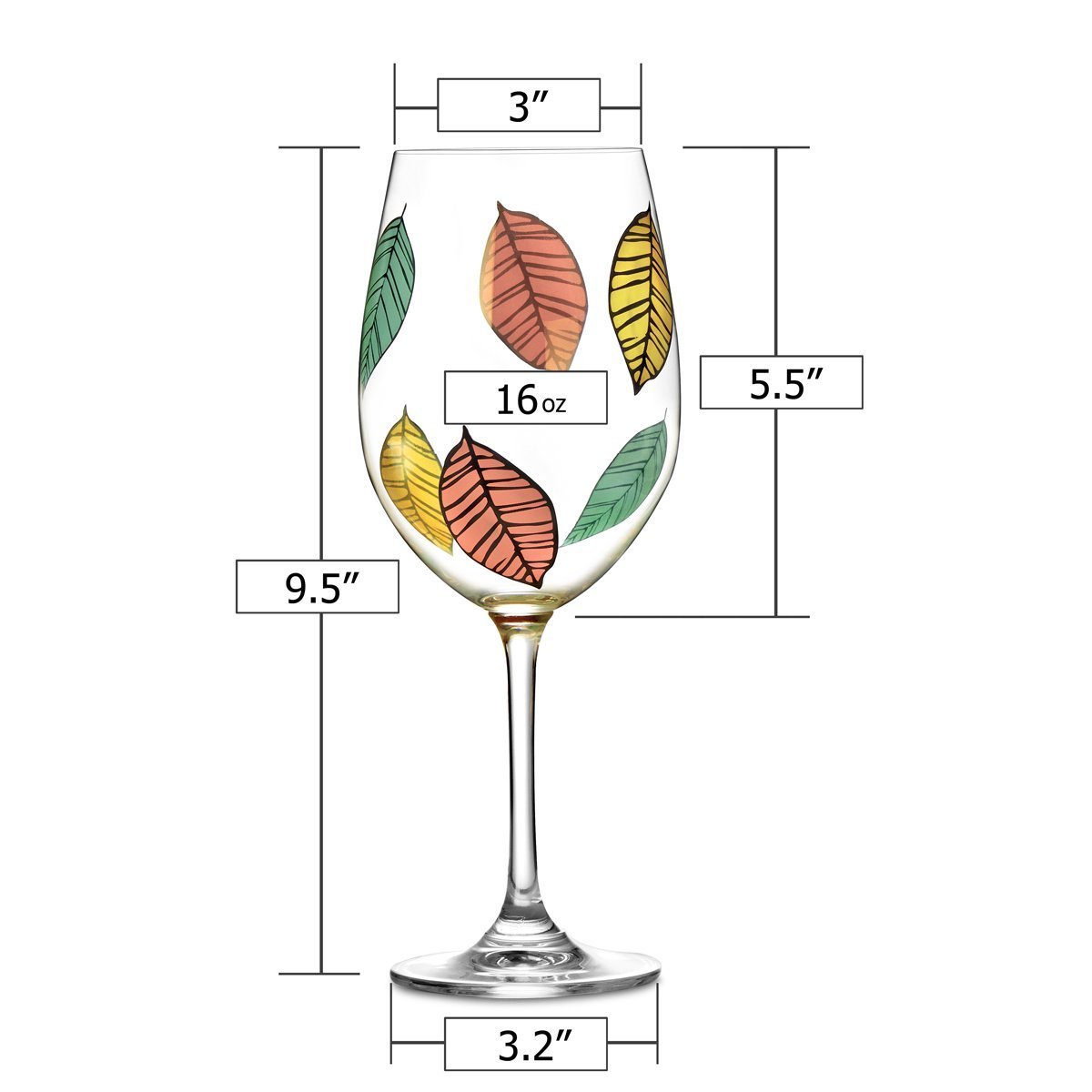 Wine Glass, 16 OZ Classy Red/White Wine Glass, Unique Leaf Patterns Arts Design Goblet, Lead-Free Premium Crystal Glass 9\