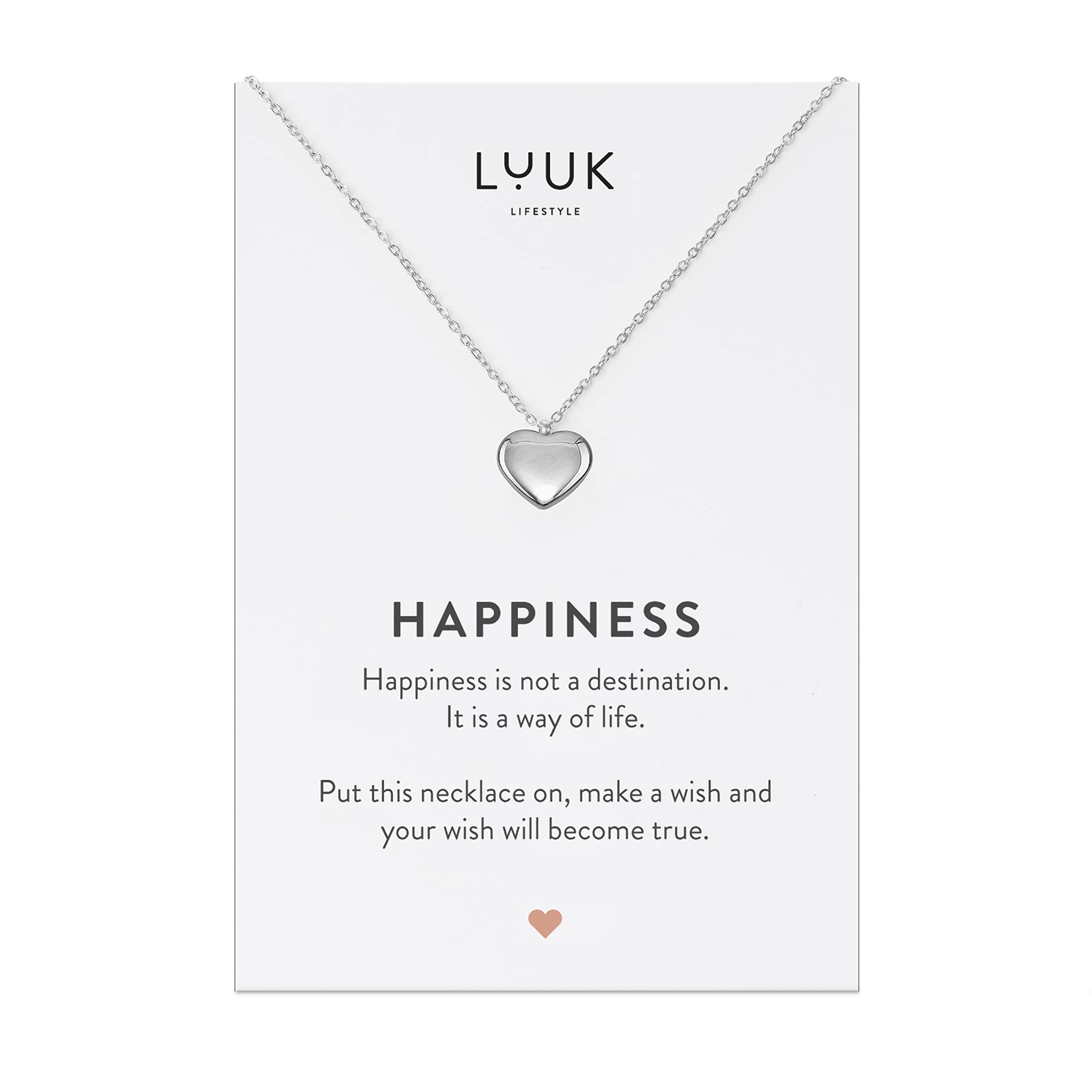 LUUK LIFESTYLE Stainless Steel Pendant Necklace for Women Waterproof 50cm Chain Modern Necklace Gift for Her Silver Heart — image 1