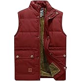 XinYangNi Men's Winter Warm Outdoor Padded Puffer Vest Thick Fleece Lined Sleeveless Jacket