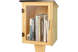HAFTKD Outdoor Library Book Box, Little Library for Sharing books, DIY Storage Wooden Cabinet Easy Mount for Neighborhoods and Schools