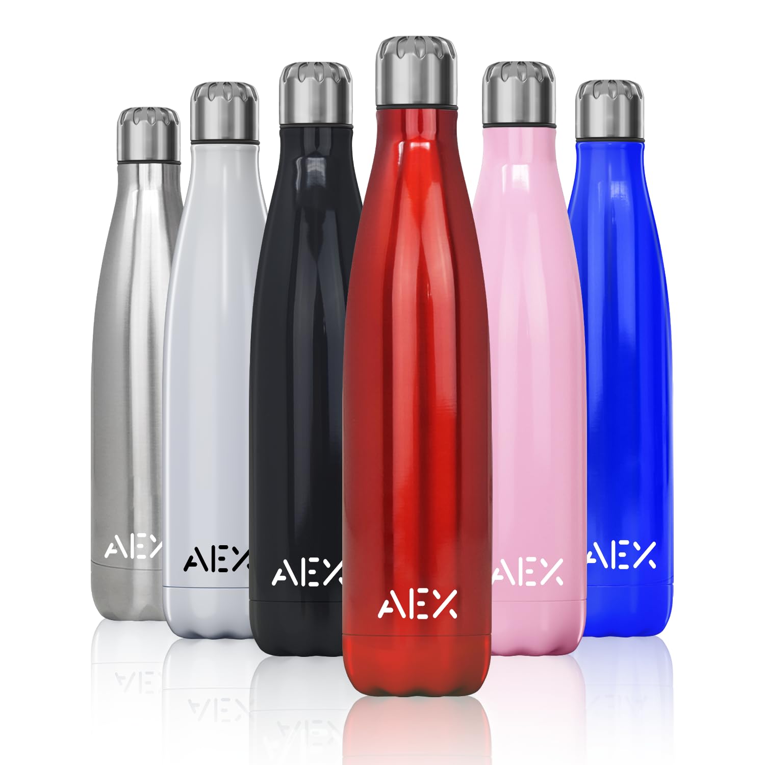 AEX Stainless Steel Water Bottle | Double Walled Vacuum Flask | Hot Office Drink Bottle | Cold Sports Drink Water Bottle | Reusable Water Bottle | 1000ml Red Glossy Bottle