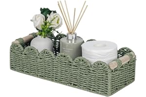 Toilet Paper Storage Basket – Small Woven Basket with 2 Wooden Handles for Over Toilet Storage, Bathroom Storage Basket, End 