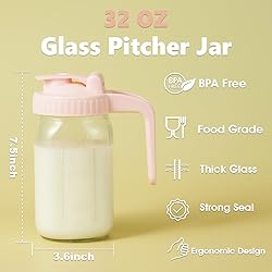 32oz Glass Pitcher with Lid & V-shaped Pour Spout