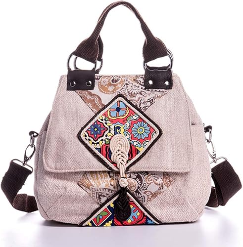 Amazon Greatbeauty レディース ショルダーバッグ 斜め掛けバッグ アジアン風 手作り紐結び 菱形柄 綿麻製 お買い物 旅行バッグ Greatbeauty ショルダーバッグ
