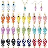 AHANDMAKER 30Pcs Fish Ceramic Charms Colorful Handmade Painting Ceramic Porcelain Animal Charm Hawaii Summer Loose Pendants for DIY Crafts Bracelet Earring Necklace Jewelry Making
