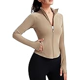 VUTRU Women's Zip Up Cropped Workout Jacket Super Slim Fit Yoga Jackets Lightweight Running Athletic Jacket with Thumb Holes