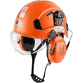 Safety Helmet Hard Hat with Visor and Ear Protection Adjustable Lightweight Vented ABS Work Helmet for Men and Women 6-Point Suspension ANSI Z89.1 Approved Ideal for Industrial & Construction