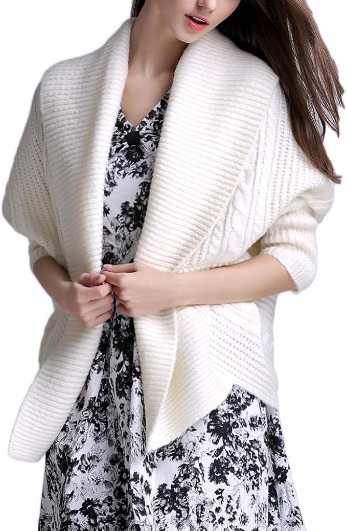 Suéter de Punto de Manga Larga con alas de murciélago y Frente Abierto Informal para Mujer Suéter de Punto de Manga Larga con alas de murciélago y Frente Abierto Informal para Mujer