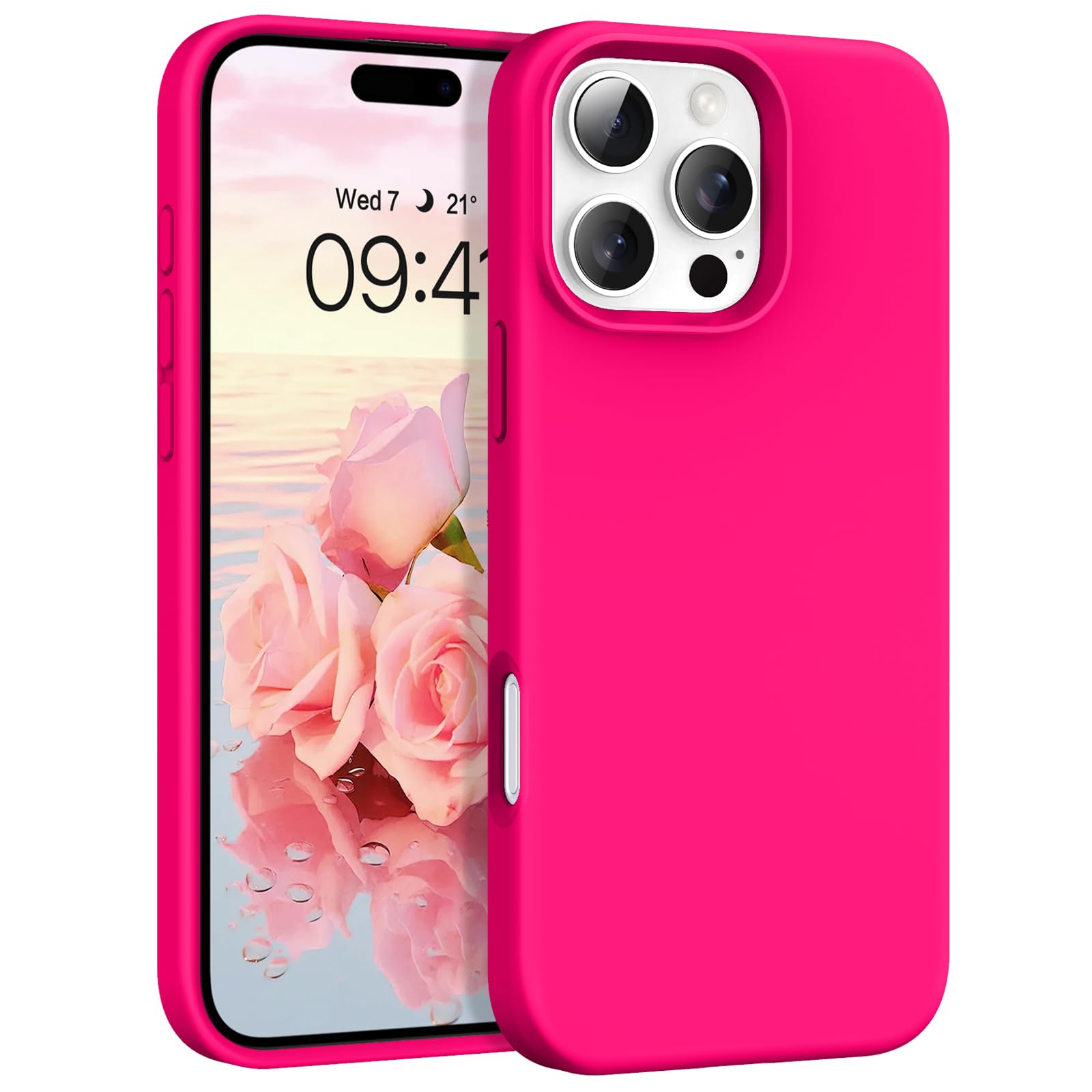 Telaso Magnetic for iPhone 16 Pro Max Case, iPhone 16 Pro Max Liquid Silicone Phone Case Compatible with Magsafe, with Microfiber Lining Protective Soft Phone Case for iPhone 16 Pro Max, Hot Pink