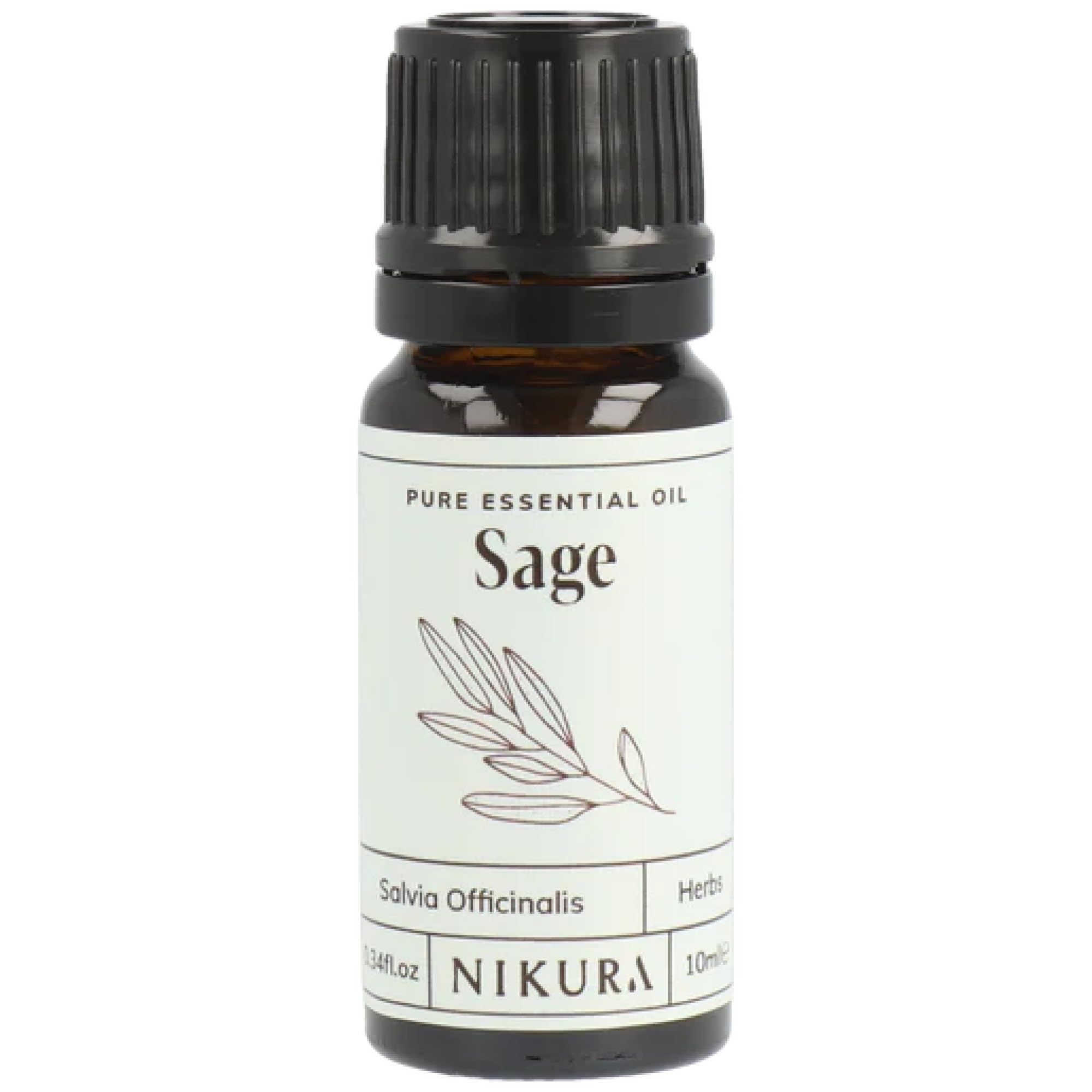 Nikura Sage Essential Oil - 10ml | 100% Pure Natural Oils | Perfect for Aromatherapy, Diffusers, Soap Making, Candle Making | Antimicrobial, Cleansing | Vegan & UK Made