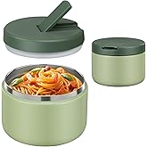 Pawtong 12oz Insulated Vacuum Food Jar with Buckle Lid Wide Mouth Soup Thermo for Hot Food Kids Leakproof Stainless Steel Lunch Container- Green- 1Pack