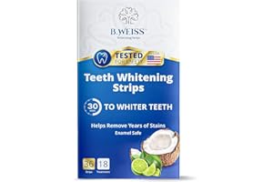B. WEISS Teeth Whitening Strips 36 Individual Strips,18 Treatments, Fast Results Enamel Safe for Whiter Teeth - Enamel Safe for Whiter Teeth, Reduced Sensitivity New Formula (Coconut Flavor)
