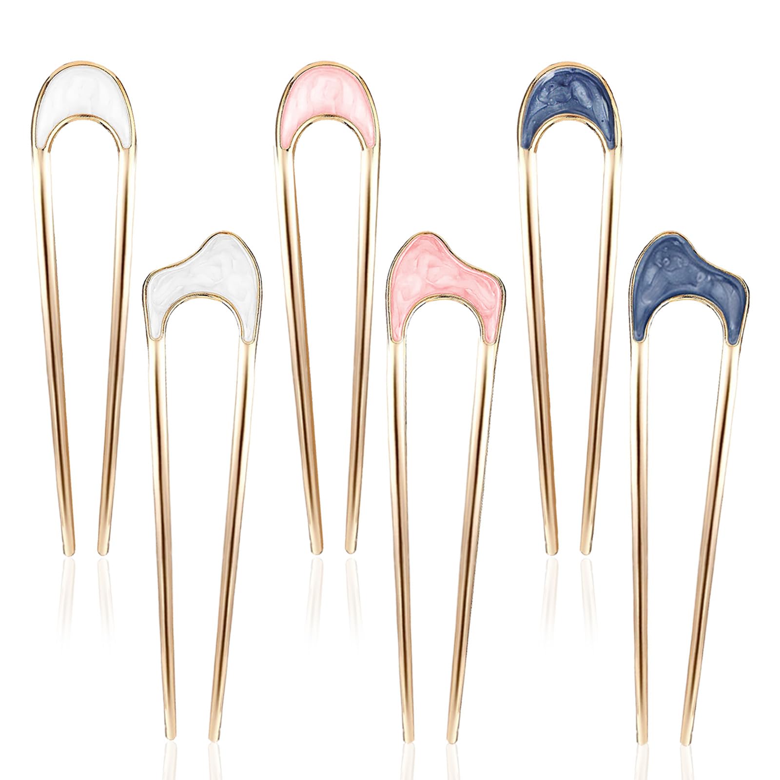 6PCS French Hair Pins, Vintage Hair Fork Metal U Shaped Hair Pins Simple French Twist Hair Pin for Buns Chignon for Women Girls