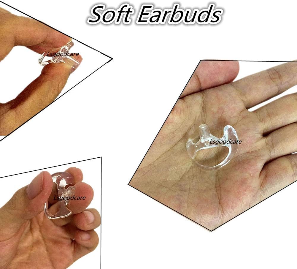 Ear Mold Ear Buds Clear, Lsgoodcare Silicone Insert Earmolded Earpiece Earbuds (Left and Right Ear) for 2 Way Acoustic Tube Radio, Soft Walkie Talkie Earmould Replacement (Medium+Large Size): Home Audio & Theater
