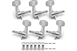 MAXCHEER 3R3L Hand Sealed Guitar Tuner Pegs,Big Square Electric Guitar String Tuning Pegs Keys Machine Heads for Fender Strat Stratocaster Tele Telecaster or Electric Guitar (Chrome, 3R3L)