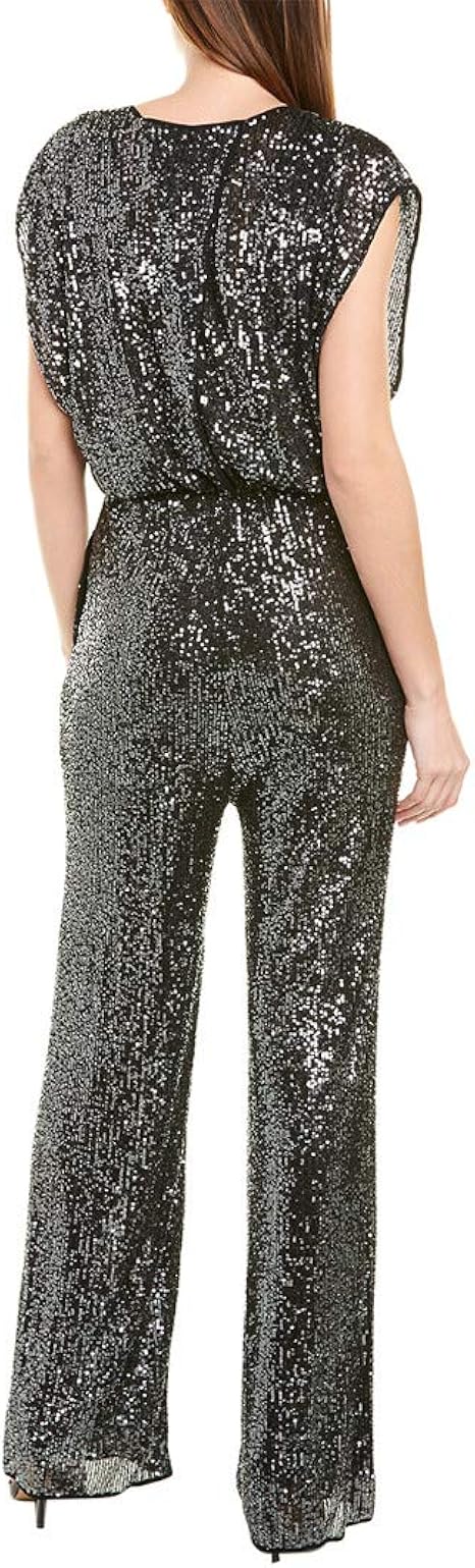 bcbg high low sequin jumpsuit
