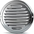 4'' Stainless Steel Air Vents, Round Louver Grille Vent Cover Wall Ventilation Outlet Soffit Vents with Built-in Screen Mesh for House (4 Inch)