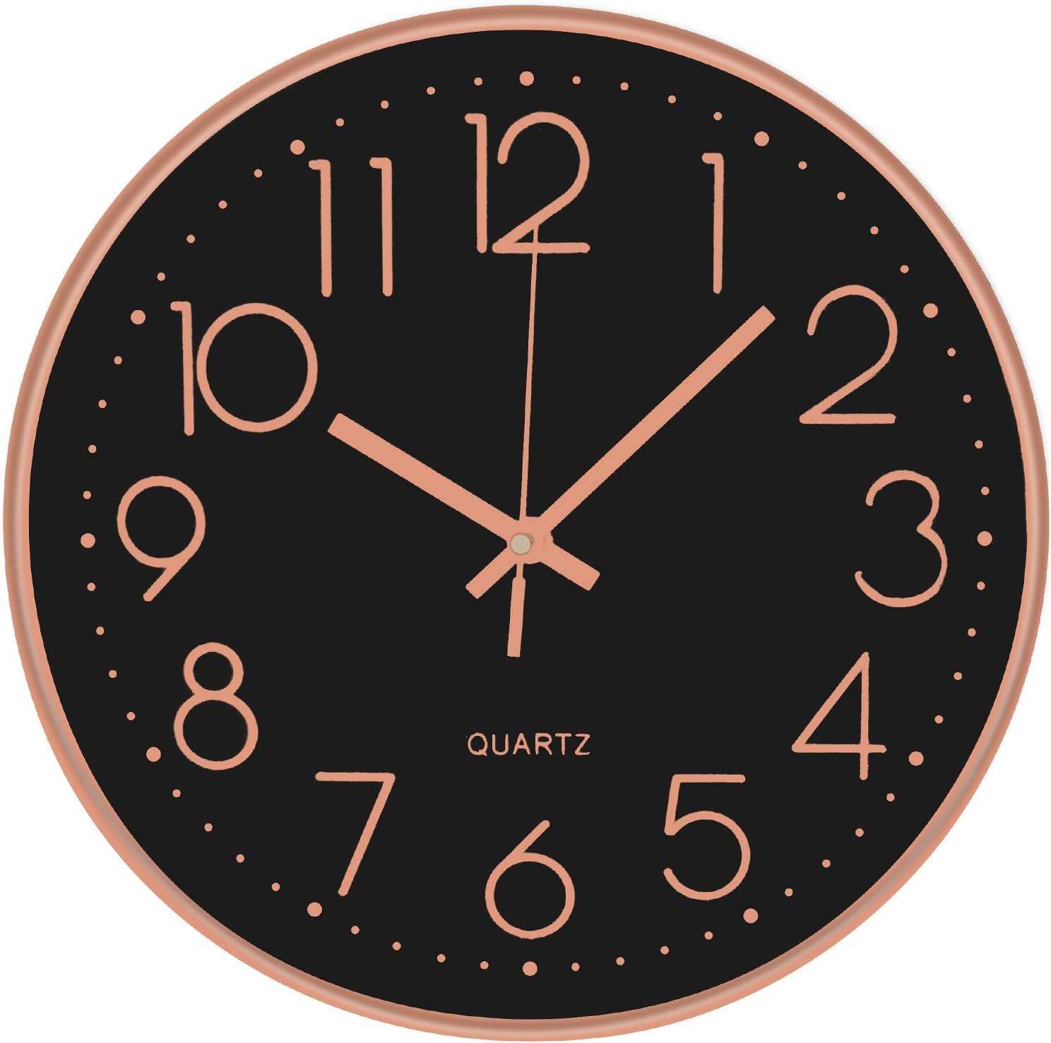 HOIBAI Modern Silent Non-Ticking Wall Wlock Battery Operated Round Decorative Quartz Clock for Office Home Living Room Bedroom 12 Inch: Kitchen & Dining