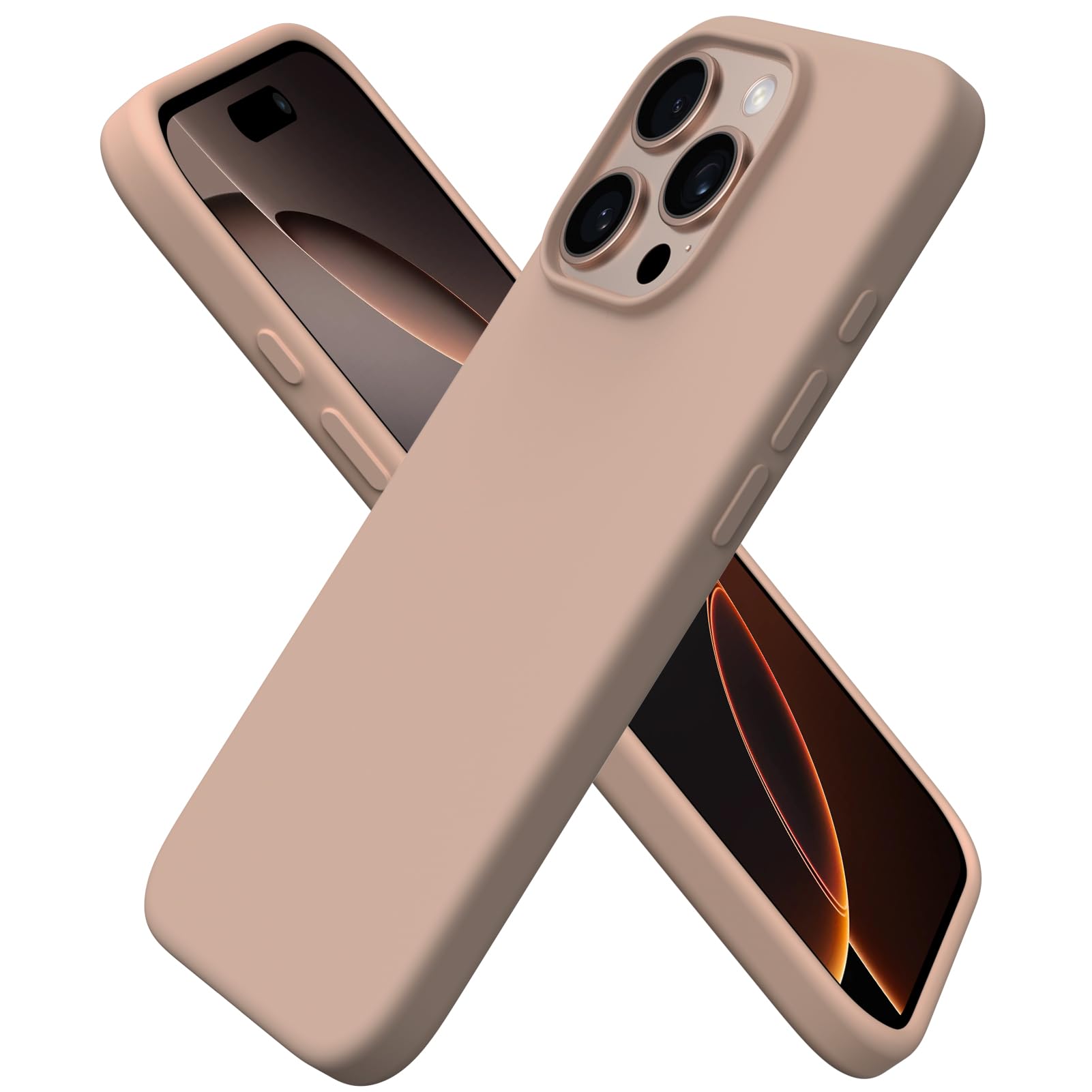 Photo 1 of ORNARTO Compatible with iPhone 16 Pro Case 6.3", Slim Liquid Silicone 3 Layers Soft Gel Rubber Shockproof Protective Case with Anti-Scratch Microfiber Lining-Nude Taupe