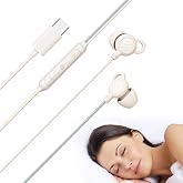 MEE audio SleepTones USB-C Wired Sleep Earbuds for Side Sleepers with Lightweight Low-Profile Silicone Earpieces, Noise Reduction Sleeping Headphones with Built-in Mic &amp; Volume Controls (Beige)