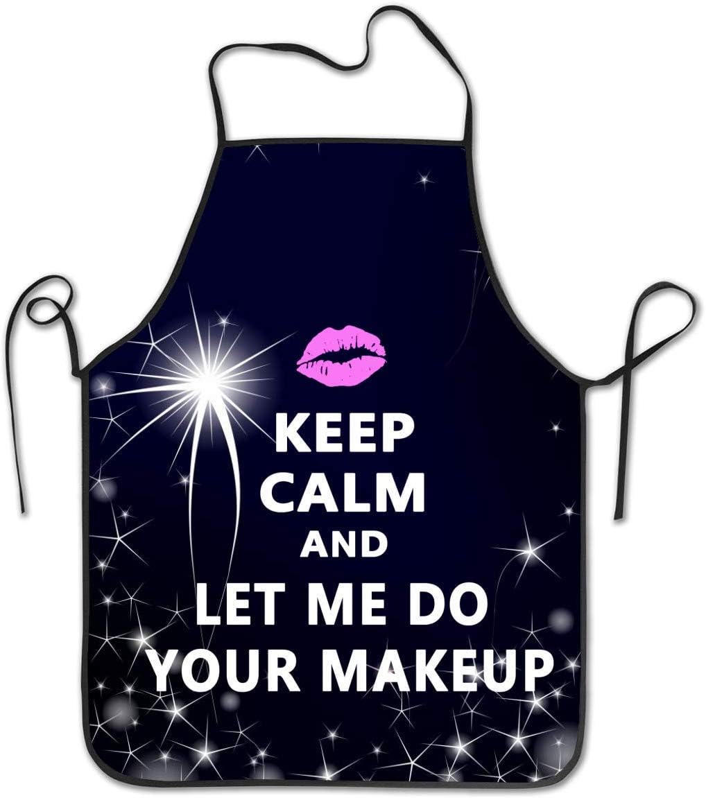 HOOSUNFlagrbfa Women Makeup Keep Calm and Let Me Do Your Makeup Kitchen Cooking Gift Hairdressing Apron