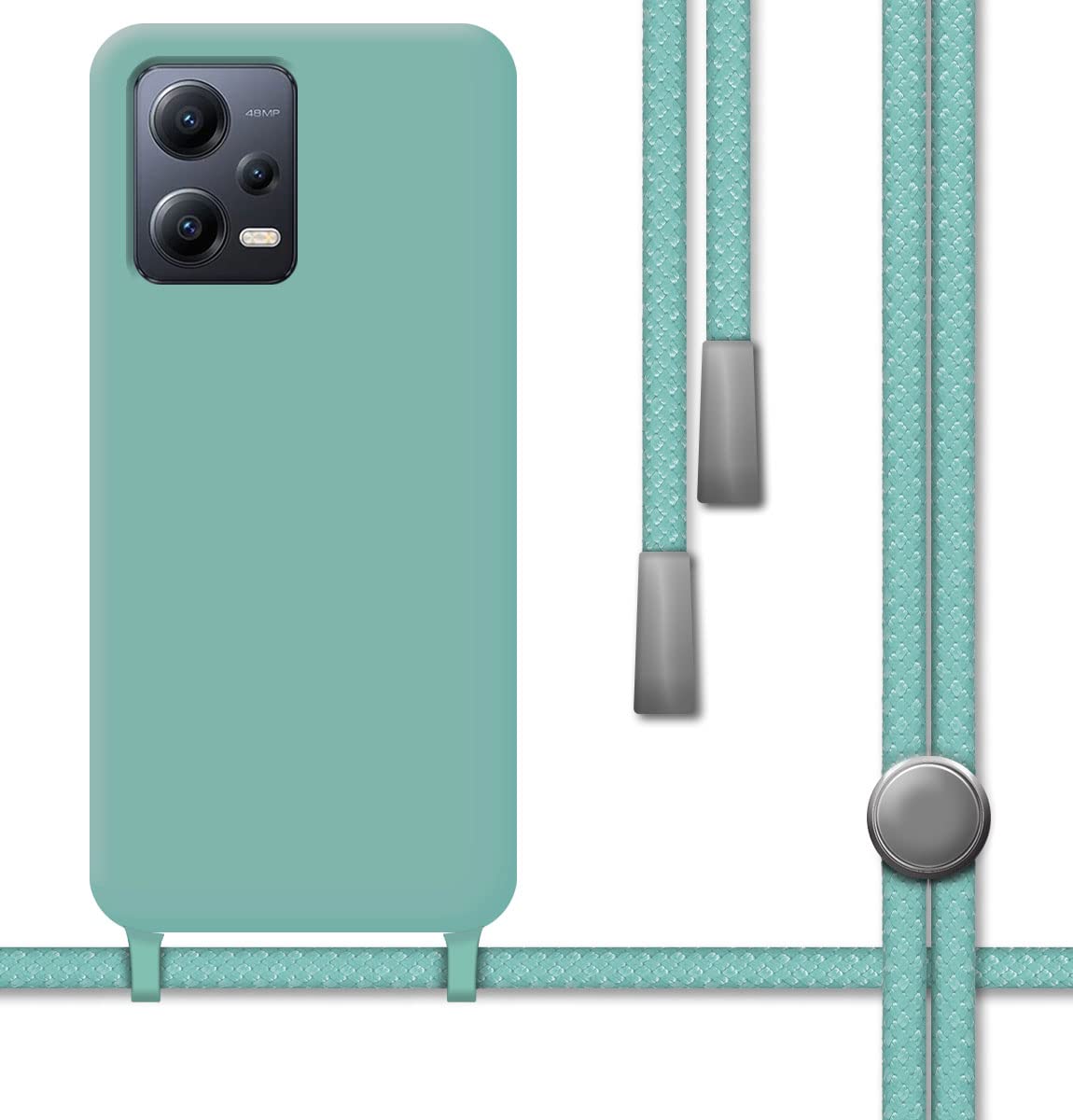 Tumundosmartphone Liquid Silicone Case with Lanyard for Xiaomi Redmi Note 12 5G Green