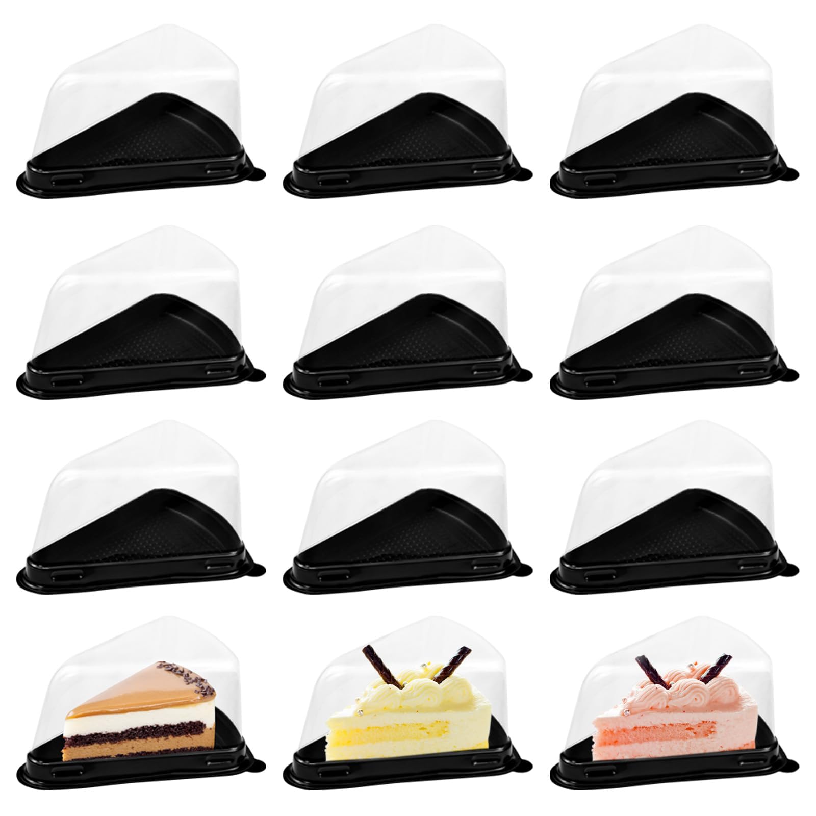 Fahibin 50Pcs Cheesecake Storage Containers,Dessert Cake Box,Single Cake Slice Boxes, for On-The-Go, Take-Out, Bakery, Cafe