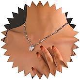 Andelaisi Boho Acrylic Butterfly Choker Necklace Vintage Butterfly Necklace Choker White 3D Butterfly Necklace Silver Figaro Chain Necklace for Women