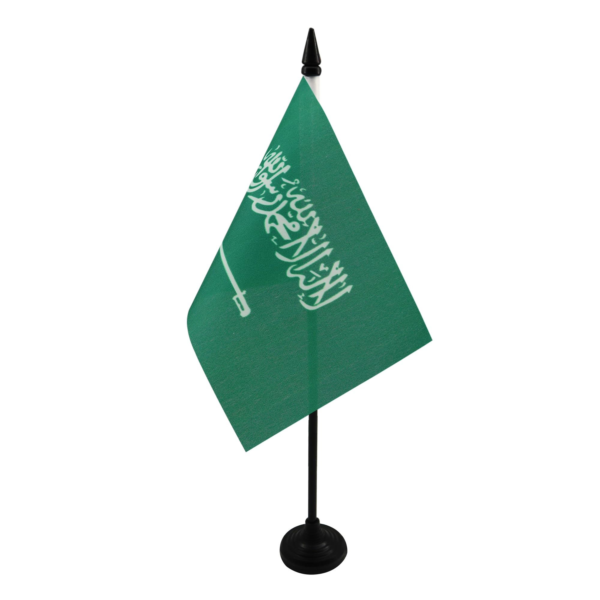 AZ FLAG - Saudi Arabia Table Flag 4'' x 6'' - Saudi Arabian Office Mini Banner 100% Polyester 15 x 10 cm - Mini Desk Flag with 10'' Pole and Black Plastic Base