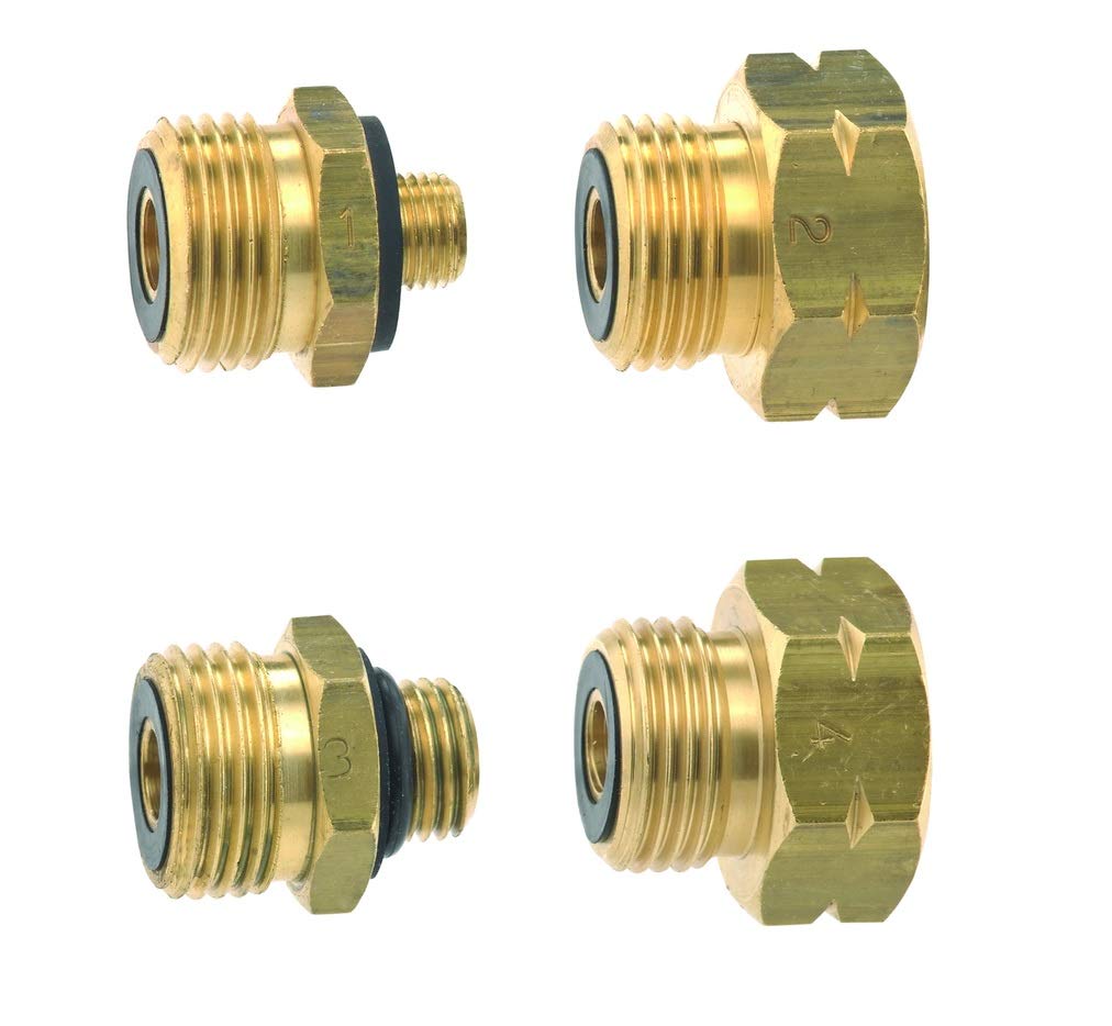 4-Piece Connection Set for European Gas Bottles, Adaptors, Connecting Pieces for Europe