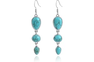 Desnuage Turquoise Dangle Earrings Statement Vintage Teal Birthstone Earrings for Women Boho Style Gifts for Girlfriend